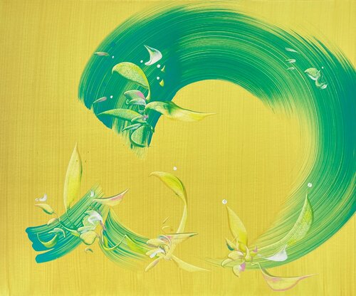 GREEN FLOW SUN LOVE -4- van Delphine Bernard, Schilderij te koop op Singulart