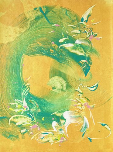 GREEN FLOW SUN LOVE -2- van Delphine Bernard, Schilderij te koop op Singulart