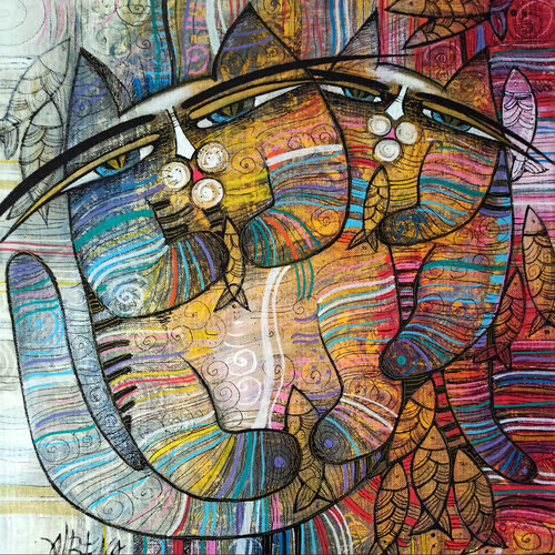 Au pays des poissons volants by ALBENA VATCHEVA, Painting for Sale on Singulart