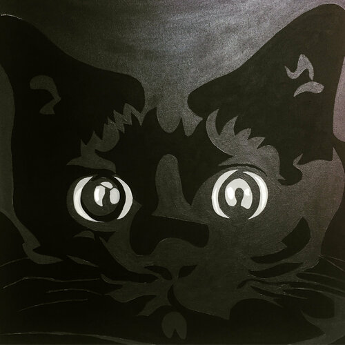Chat noir 2 par hervé loiseau, Peinture en vente sur Singulart