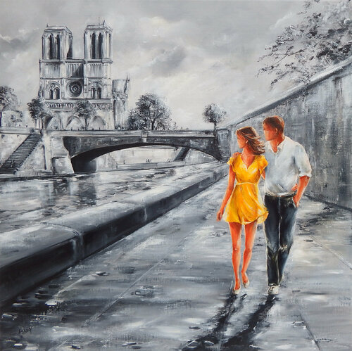 Les amoureux de Notre-Dame par Marie-Laure SOUQ, Peinture en vente sur Singulart