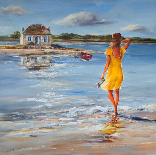 Vent et soleil à Saint-Cado par Marie-Laure SOUQ, Peinture en vente sur Singulart