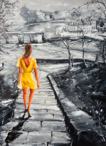 "En descendant sur Saint-Goustan" par Marie-Laure SOUQ, Peinture en vente sur Singulart