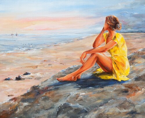 Au soleil couchant du Morbihan par Marie-Laure SOUQ, Peinture en vente sur Singulart