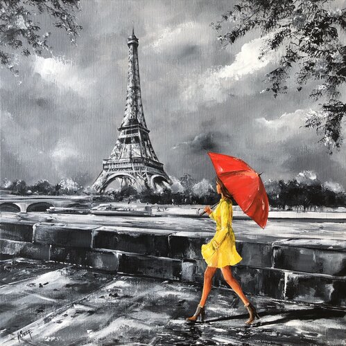 Pluie d'automne à Paris par Marie-Laure SOUQ, Peinture en vente sur Singulart