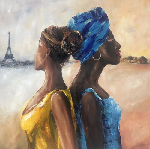 "Je rêvais de l'Afrique....   et moi, de Paris." par Marie-Laure SOUQ, Peinture en vente sur Singulart