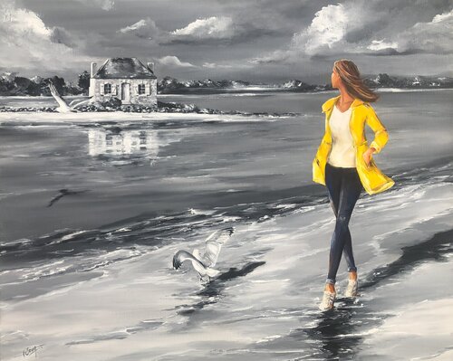 " Bien dans ses baskets" (à Saint-Cado) par Marie-Laure SOUQ, Peinture en vente sur Singulart