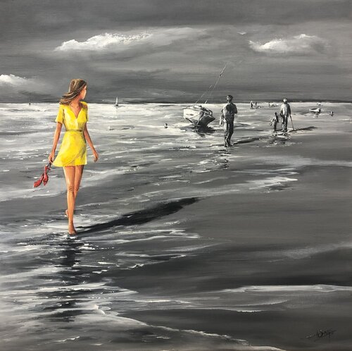 " Promenade à marée basse " von Marie-Laure SOUQ, Malerei kaufen auf Singulart