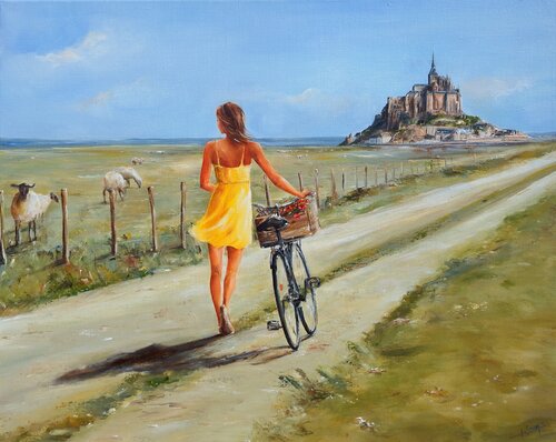 '' En allant au Mont Saint-Michel " von Marie-Laure SOUQ, Druck kaufen auf Singulart