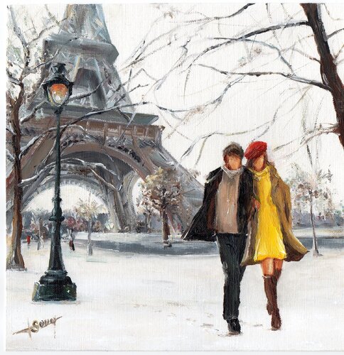 "Paris en hiver" von Marie-Laure SOUQ, Druck kaufen auf Singulart