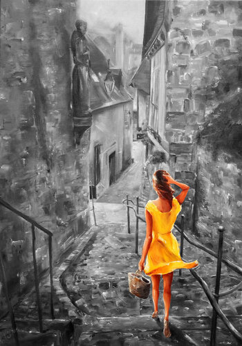 "En descendant la ruelle Saint-Goustan" von Marie-Laure SOUQ, Druck kaufen auf Singulart