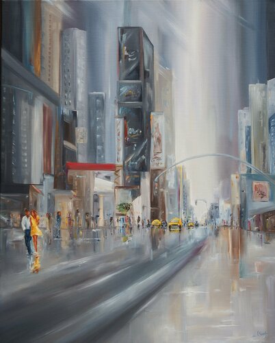 Soir d'été à Times Square - NEW YORK par Marie-Laure SOUQ, Peinture en vente sur Singulart