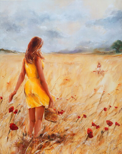 La cueillette des coquelicots par Marie-Laure SOUQ, Peinture en vente sur Singulart