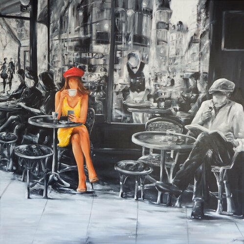 A chacun son style (café de Flore) ! di Marie-Laure SOUQ, Pittura in vendita su Singulart