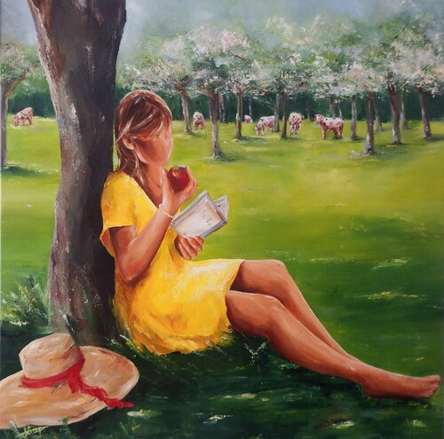 A l'ombre d'un pommier von Marie-Laure SOUQ, Malerei kaufen auf Singulart