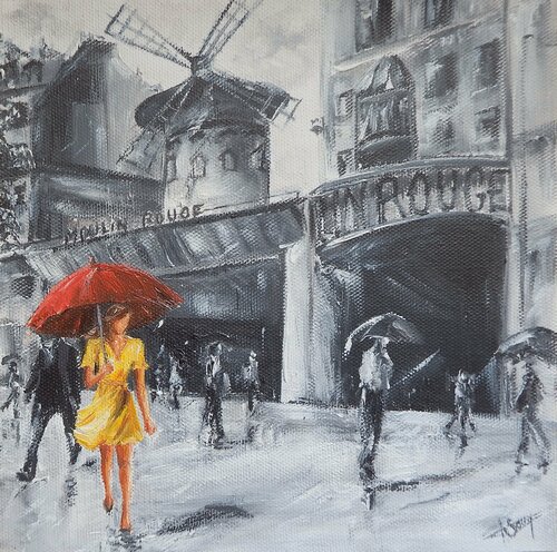 Pluie au Moulin Rouge di Marie-Laure SOUQ, Pittura in vendita su Singulart