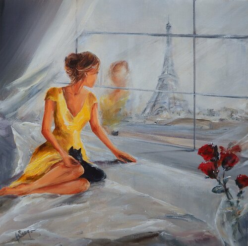 A sa fenêtre di Marie-Laure SOUQ, Pittura in vendita su Singulart