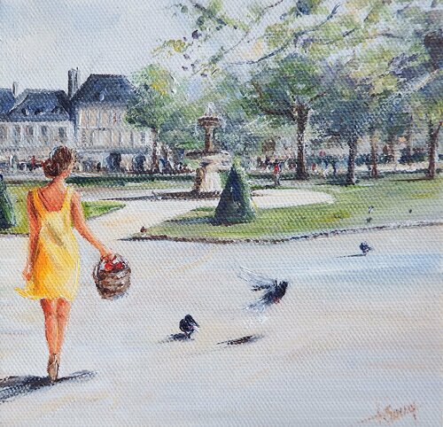 Balade place des Vosges by Marie-Laure SOUQ, Painting for Sale on Singulart