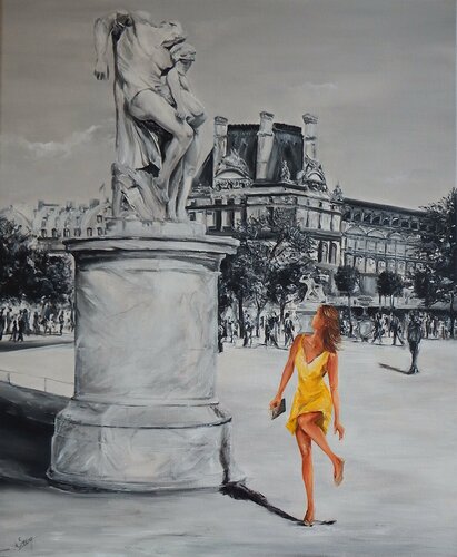 La vie reprend au Jardin des Tuileries di Marie-Laure SOUQ, Pittura in vendita su Singulart