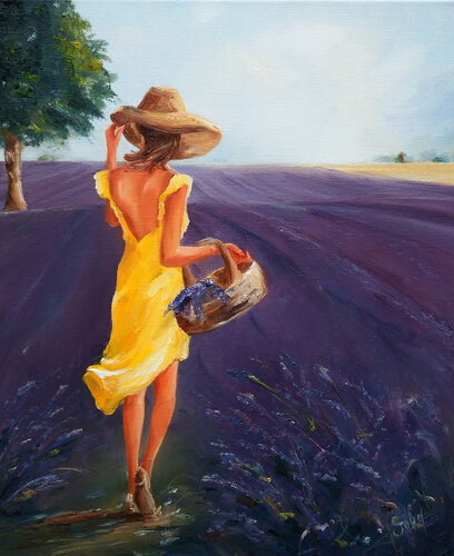Le champ de lavande par Marie-Laure SOUQ, Peinture en vente sur Singulart