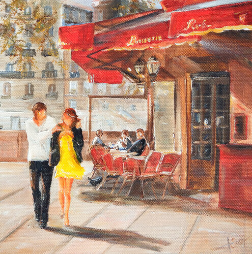 A la brasserie de l'île Saint-Louis (Paris) par Marie-Laure SOUQ, Peinture en vente sur Singulart