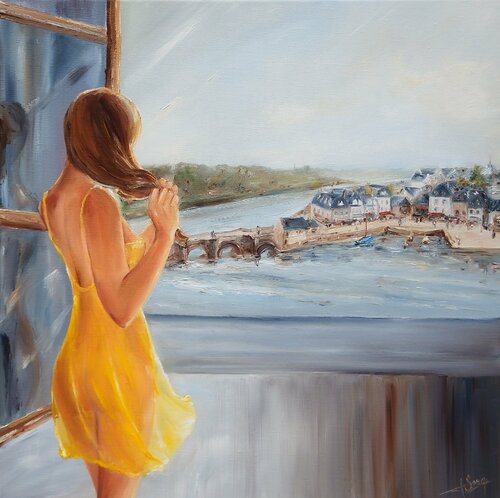 Un matin, vue sur Saint-Goustan par Marie-Laure SOUQ, Peinture en vente sur Singulart