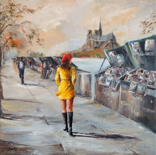 Flâner le long des quais par Marie-Laure SOUQ, Peinture en vente sur Singulart