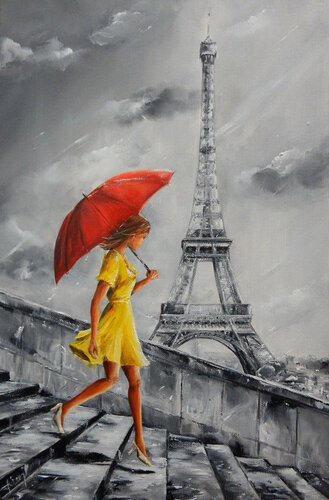 Il pleut à Paris di Marie-Laure SOUQ, Pittura in vendita su Singulart