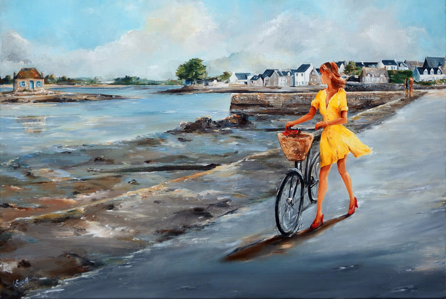 Saint-Cado à vélo Marie-Laure SOUQ Originalgemälde zu verkaufen