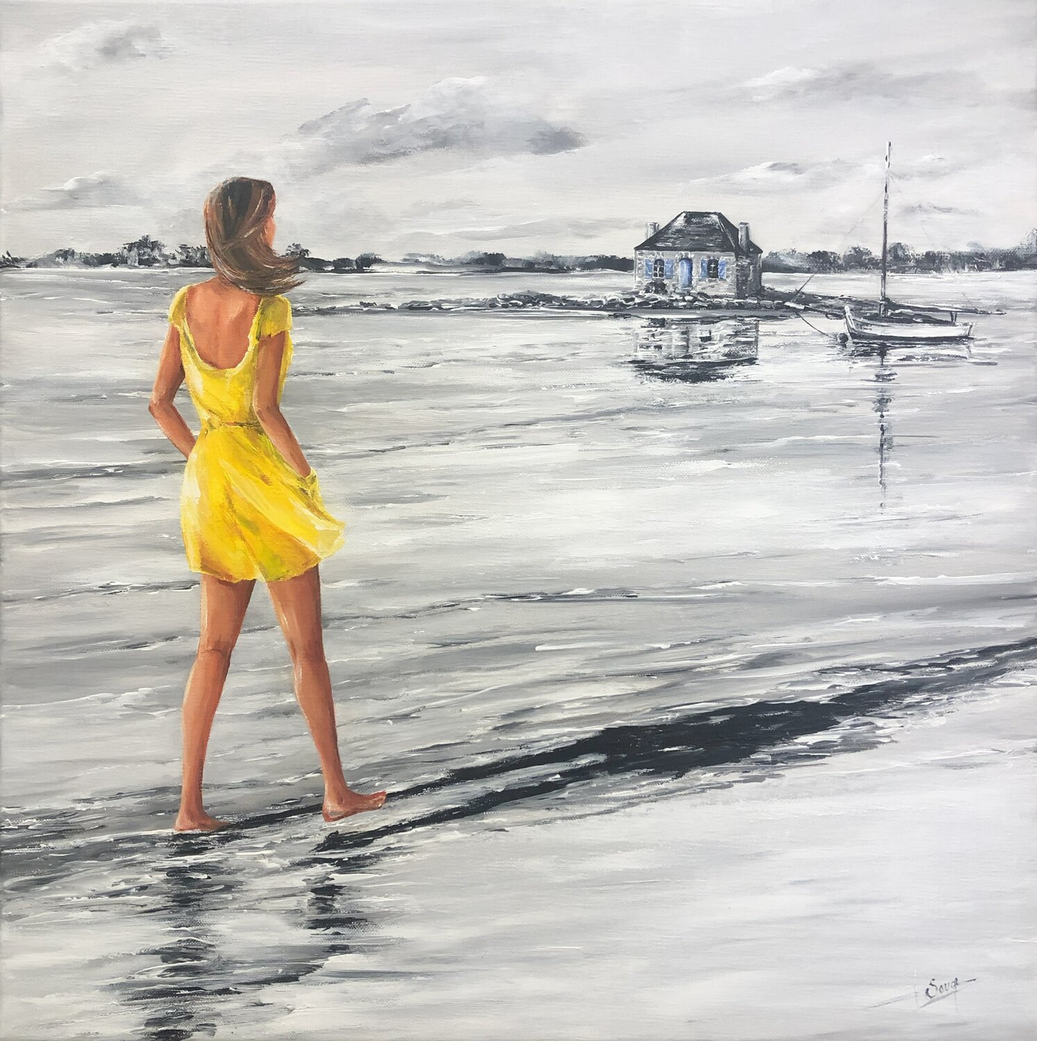 " Une balade à Saint-Cado " Marie-Laure SOUQ Originalgemälde zu verkaufen