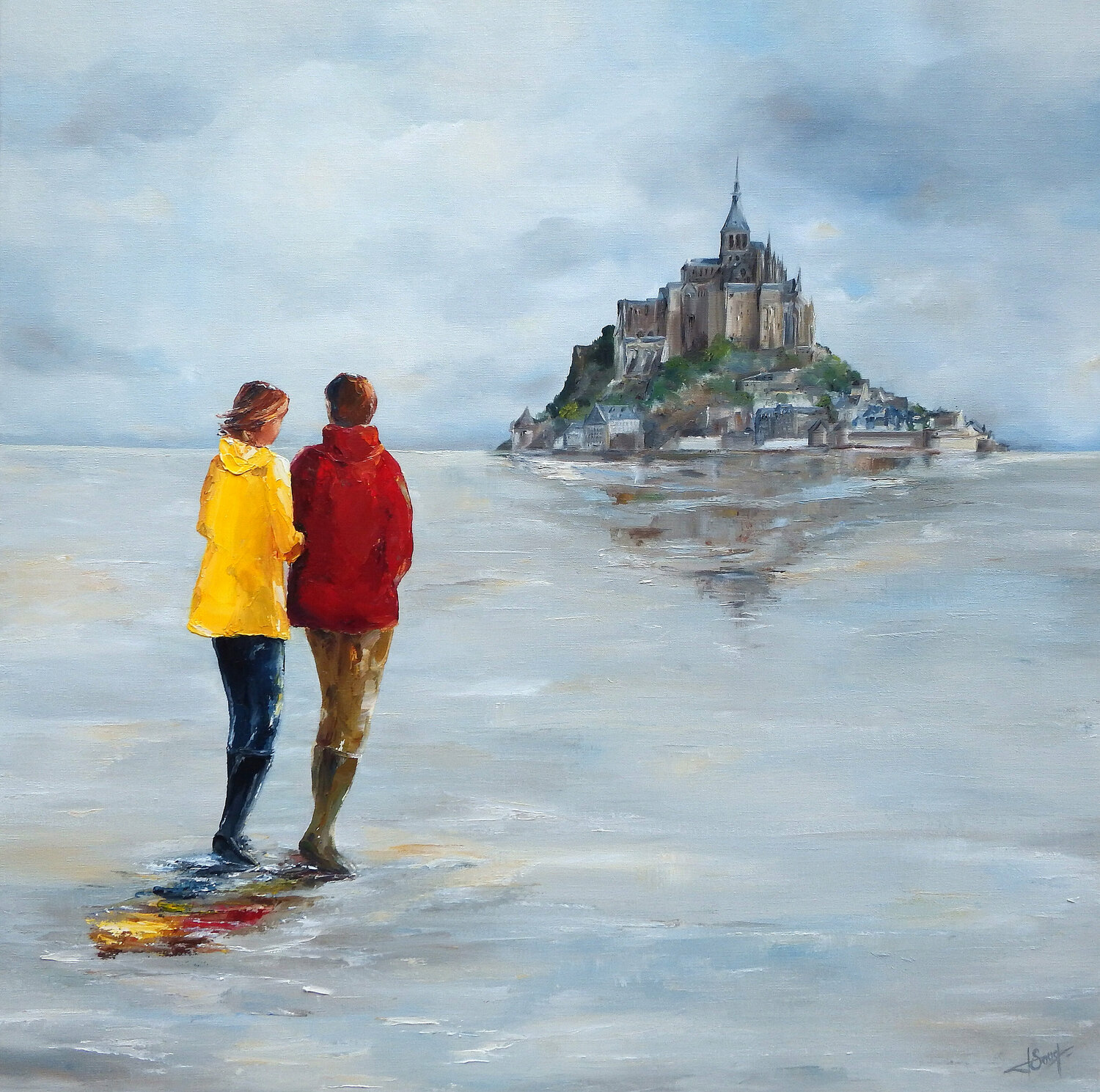 Balade au Mont Saint-Michel Marie-Laure SOUQ Originalgemälde zu verkaufen