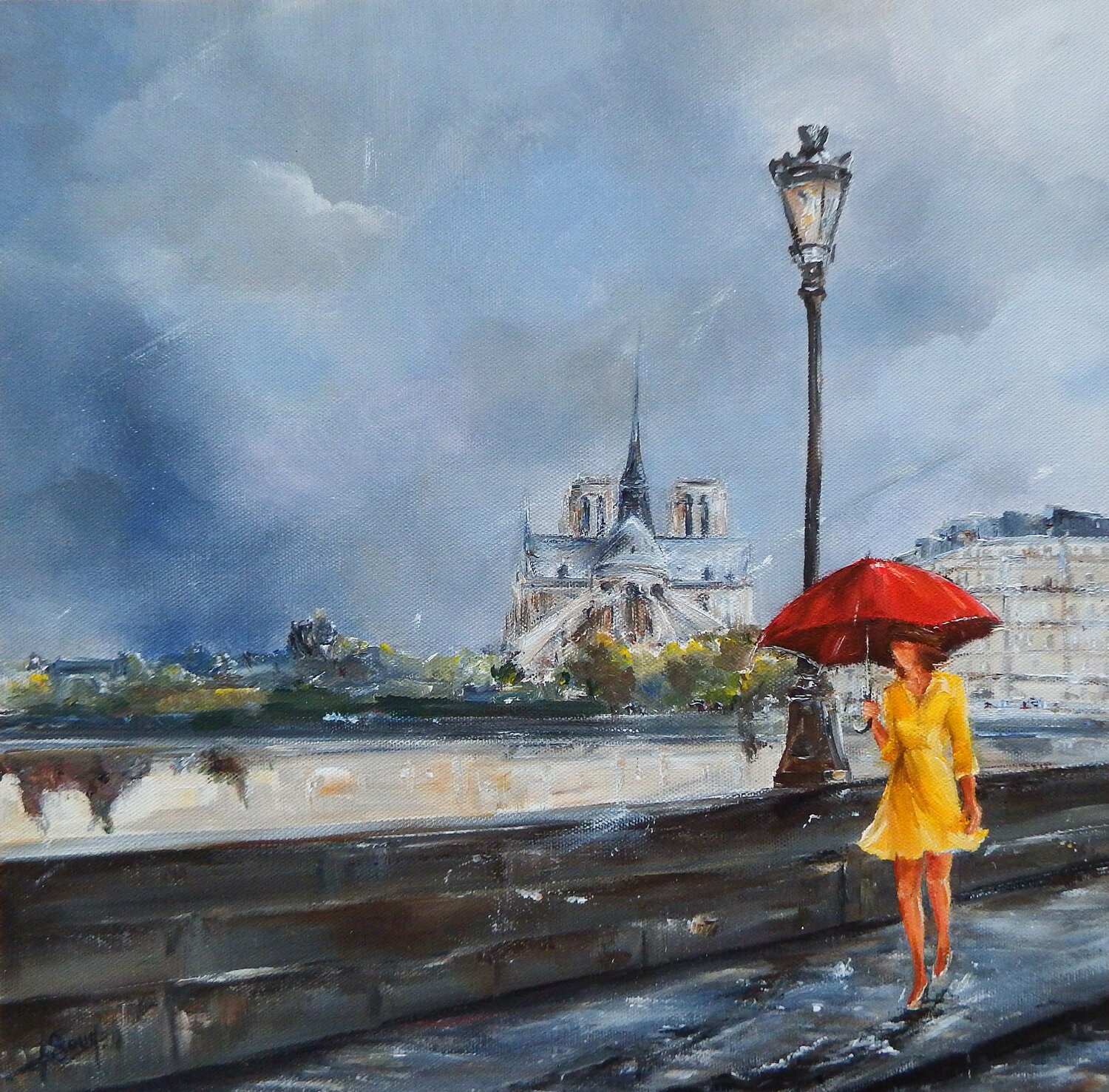 Pluie sur l'île Saint-Louis Marie-Laure SOUQ Originalgemälde zu verkaufen