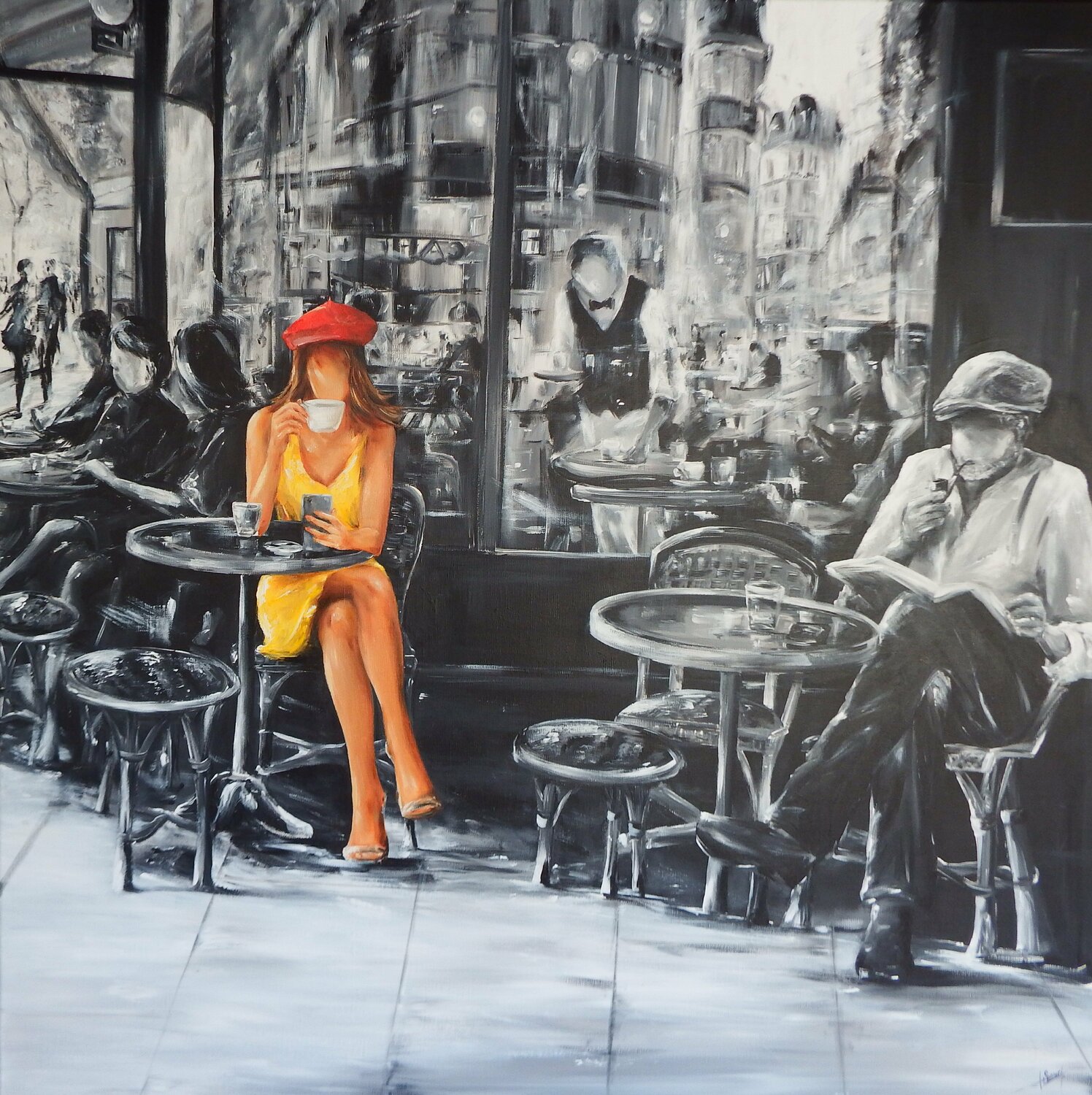 A chacun son style (café de Flore) ! Marie-Laure SOUQ Originalgemälde zu verkaufen