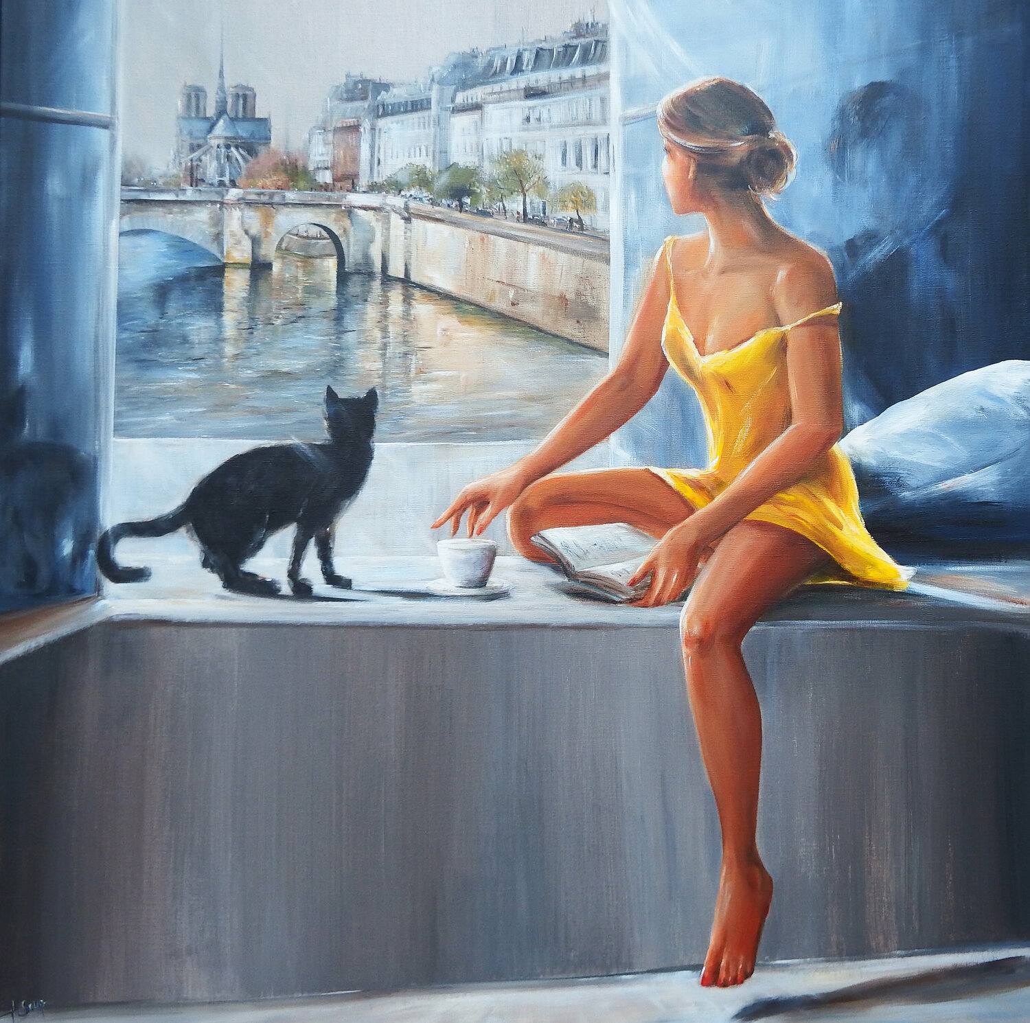 " Tu as vu comme elle est belle ! '' Marie-Laure SOUQ Dipinto originale in vendita