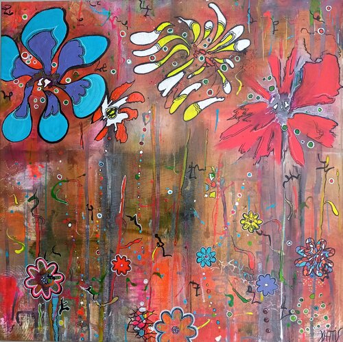 JE T'OFFRE DES FLEURS van KHATIS, Schilderij te koop op Singulart