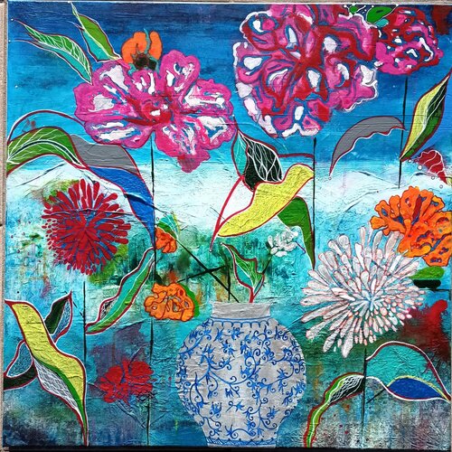 LE VASE BLEU de KHATIS, Pintura a la venta en Singulart