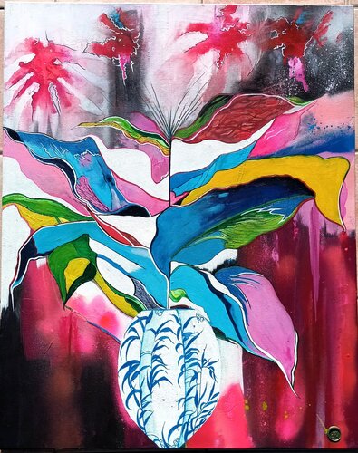 LES FEUILLES POPS von KHATIS, Malerei kaufen auf Singulart