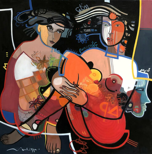 une belle rencontre van Jean Louis Mendrisse, Schilderij te koop op Singulart