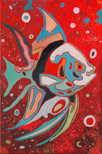 poisson lune di Claire Biette, Pittura in vendita su Singulart