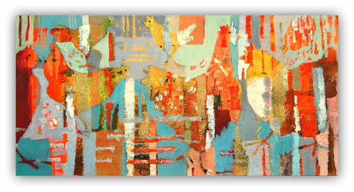 Une histoire de poulettes van Claire Biette, Schilderij te koop op Singulart