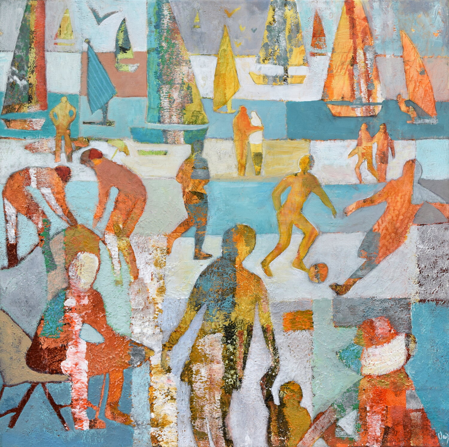 joie de vivre au bord de l'eau Claire Biette Original painting for sale
