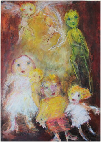 Le regard des anges van Victorine Follana, Schilderij te koop op Singulart