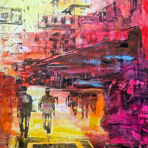 HONG KONG Convergence IV - Mixed Media par Sven Pfrommer, Œuvre sur papier en vente sur Singulart