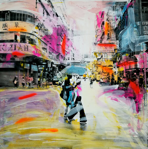 URBN City Mixed Media V van Sven Pfrommer, Werk op papier te koop op Singulart