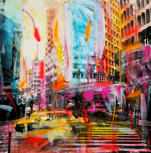 URBN City Mixed Media VII van Sven Pfrommer, Werk op papier te koop op Singulart