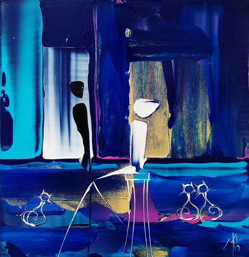 Soirée chatteries by Mikha, Painting for Sale on Singulart