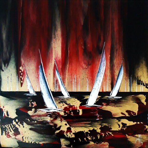 Crimson regatta II by Mikha, Painting for Sale on Singulart