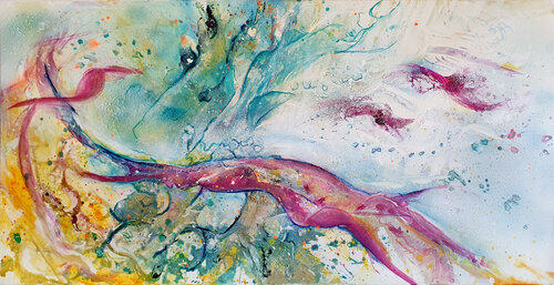 Floating magenta van Petra Heck, Schilderij te koop op Singulart