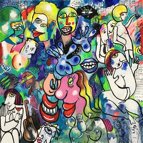 J'AI UN PETIT DOUTE SUR LE CHAT DE LA MÈRE MICHEL by Jean-Louis Azencott, 회화 for Sale on Singulart