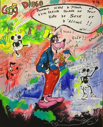 GOOFY LE MORALISTE par Jean-Louis Azencott, Peinture en vente sur Singulart